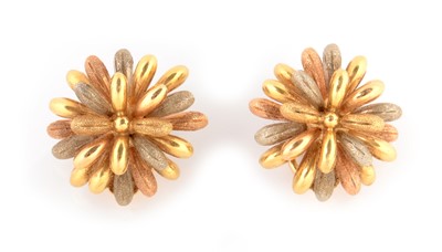 Lot 102 - A pair of 18ct gold earrings