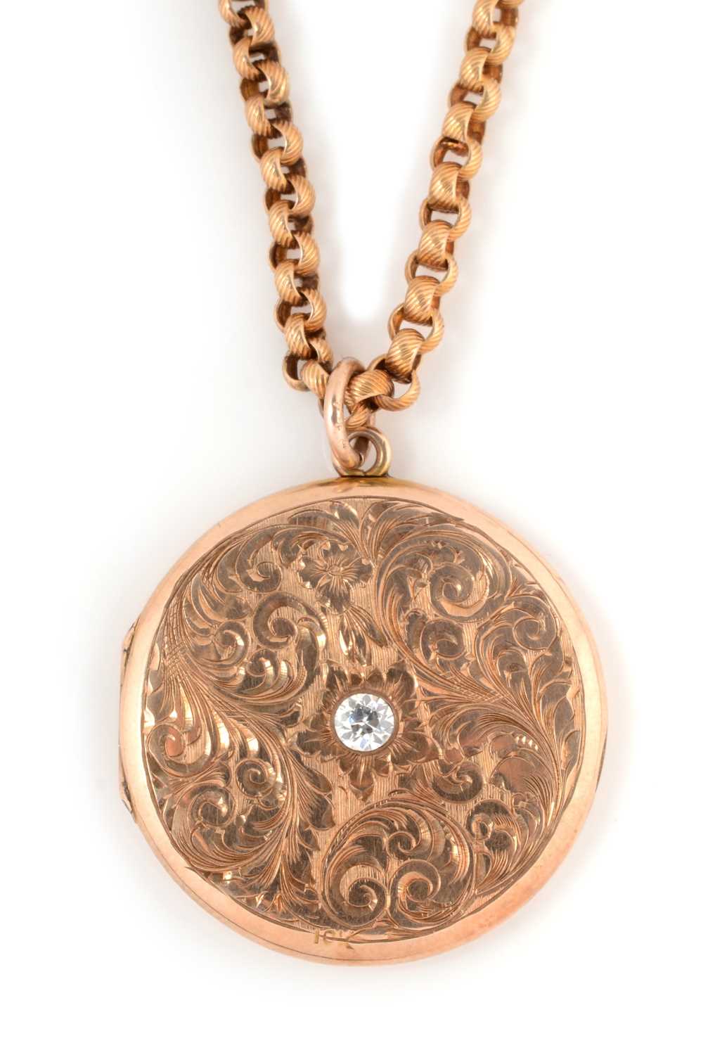 Lot 106 - A diamond set 19th Century locket on chain