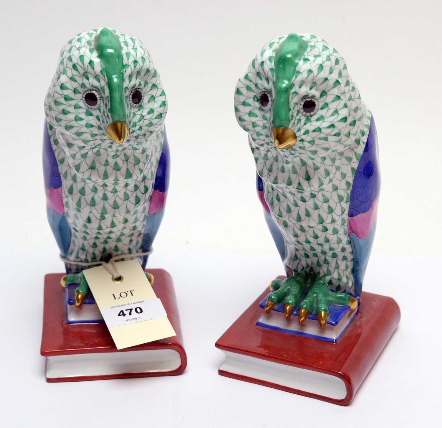 Lot 470 - Two Herend figures of owls.