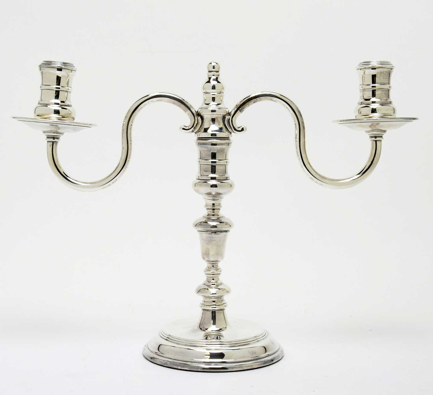 Lot 200 - A silver twin-branch candelabra