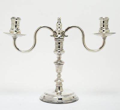Lot 200 - A silver twin-branch candelabra