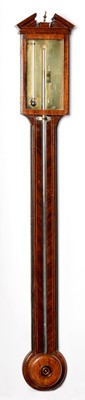 Lot 568 - Late George III mahogany stick barometer by Baptista Ronchetti & Co, Manchester