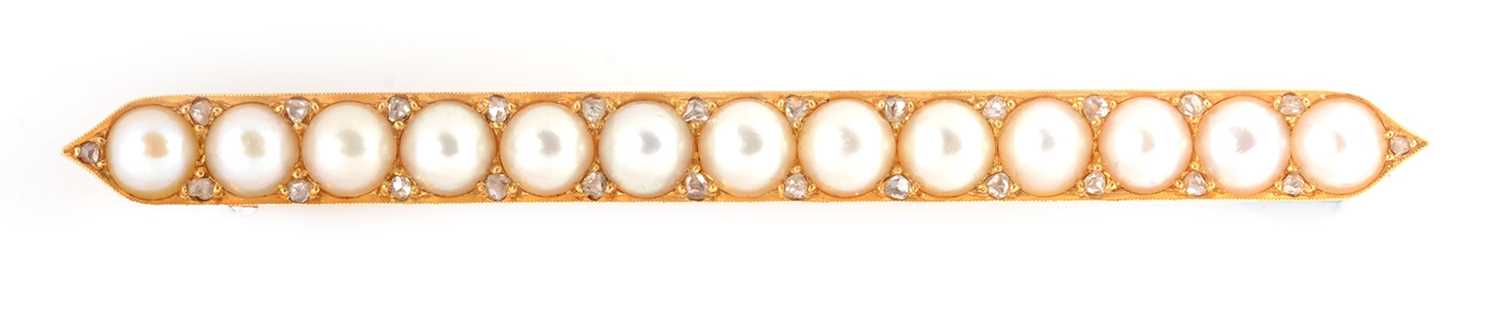 Lot 23 - A Victorian pearl and diamond brooch