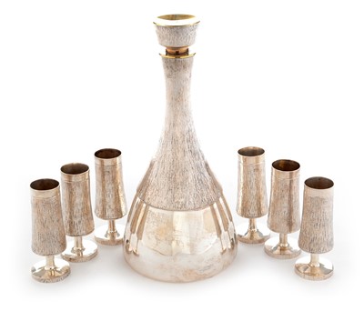 Lot 203 - A silver decanter and liqueur cup set by C.J. Vander Ltd