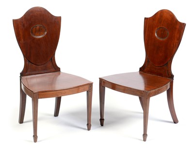Lot 661 - Pair of 19th Century mahogany hall chairs
