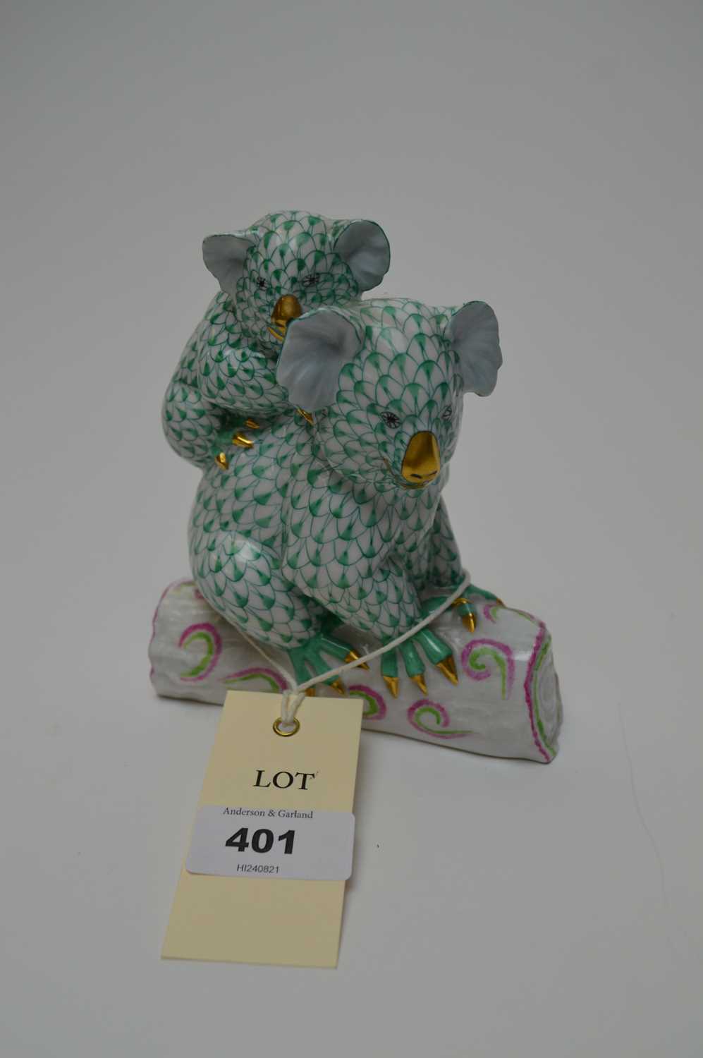 Lot 401 - Herend figure group of two koalas