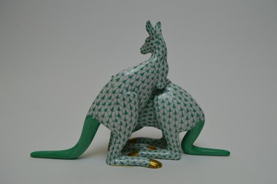 Lot 403 - A Herend figure group of a kangaroo and her joey