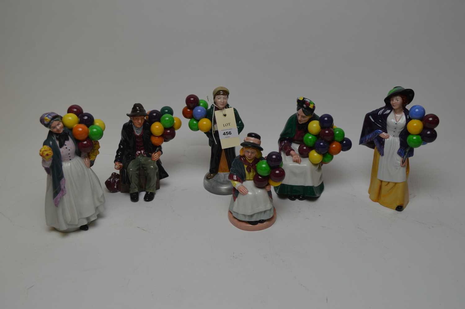 Lot 456 - Selection of six Royal Doulton figures of balloon sellers