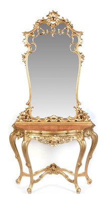Lot 663 - Late 19th Century gold painted pier table and mirror