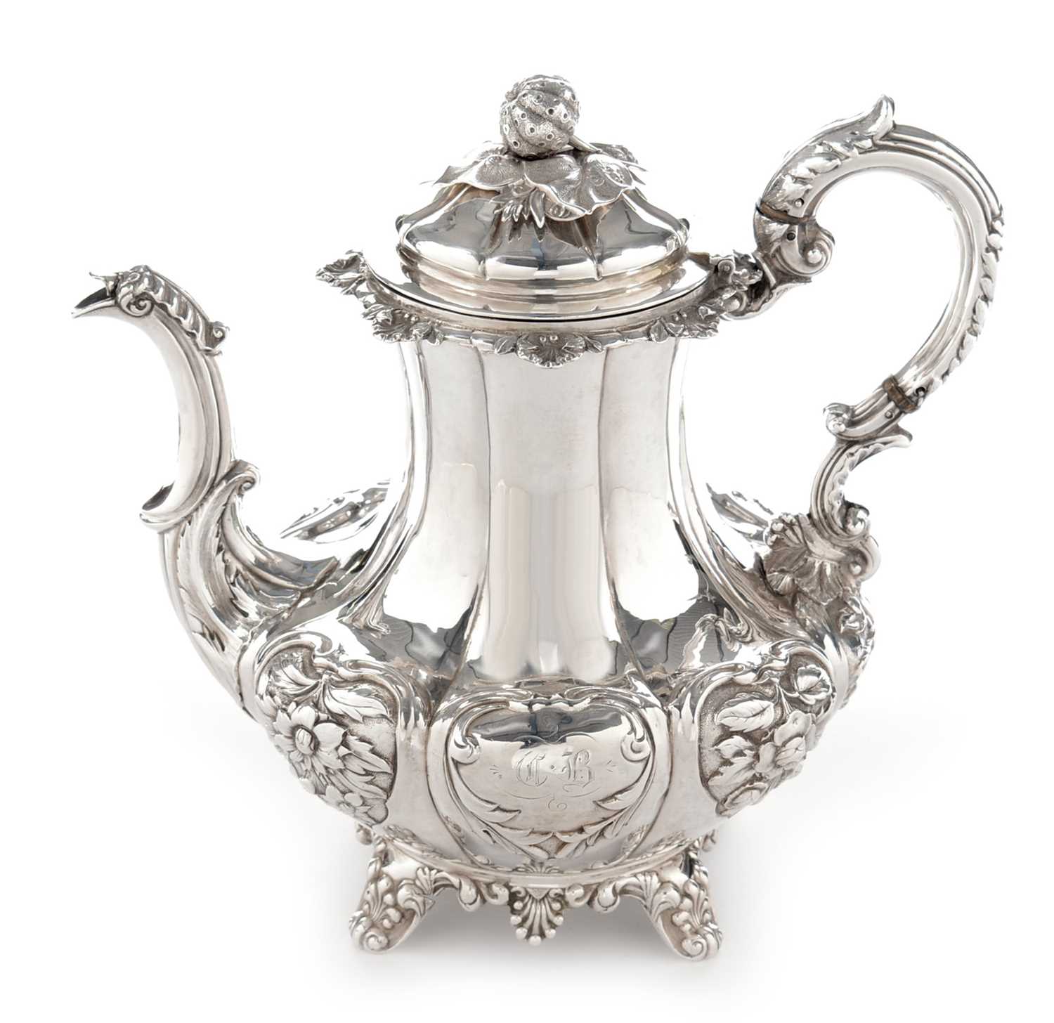 Lot 183 - A George III Irish silver coffee pot.