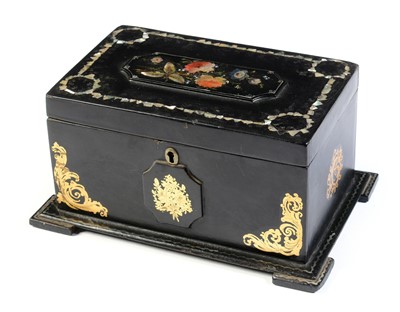 Lot 586 - A Victorian papier mache tea caddy.