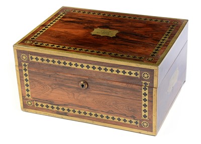 Lot 578 - A 19th Century brass inlaid rosewood vanity box.