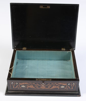 Lot 580 - A 19th Century mother of pearl, ivory and marquetry-inlaid jewellery box.