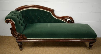Lot 97 - A late Victorian mahogany framed chaise longue.