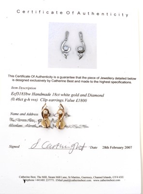 Lot 69 - A pair of diamond earrings by Catherine Best