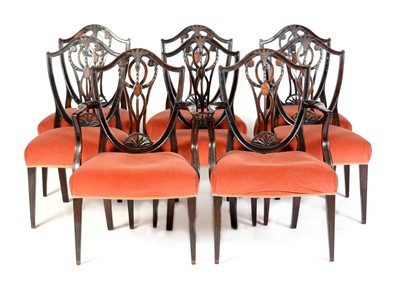 Lot 667 - Set of eight 19th Century mahogany dining chairs, in the Sheraton style and another