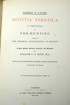 Lot 835 - Wyner (Robert T.) Notitia Venatica: Attreatis on Fox-hunting, and two books