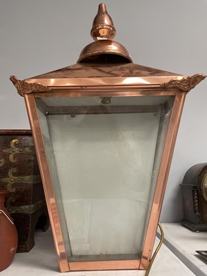 Lot 200 - Pair of copper wall mounting lanterns