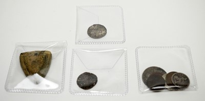 Lot 880 - A Medieval wool trade weight, and two Edward I silver pennies.