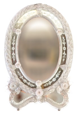 Lot 507 - An ornate Venetian glass framed oval wall mirror