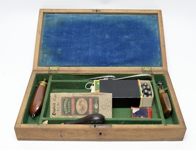 Lot 1192 - A 19th-century mahogany pistol case, with part fitted contents