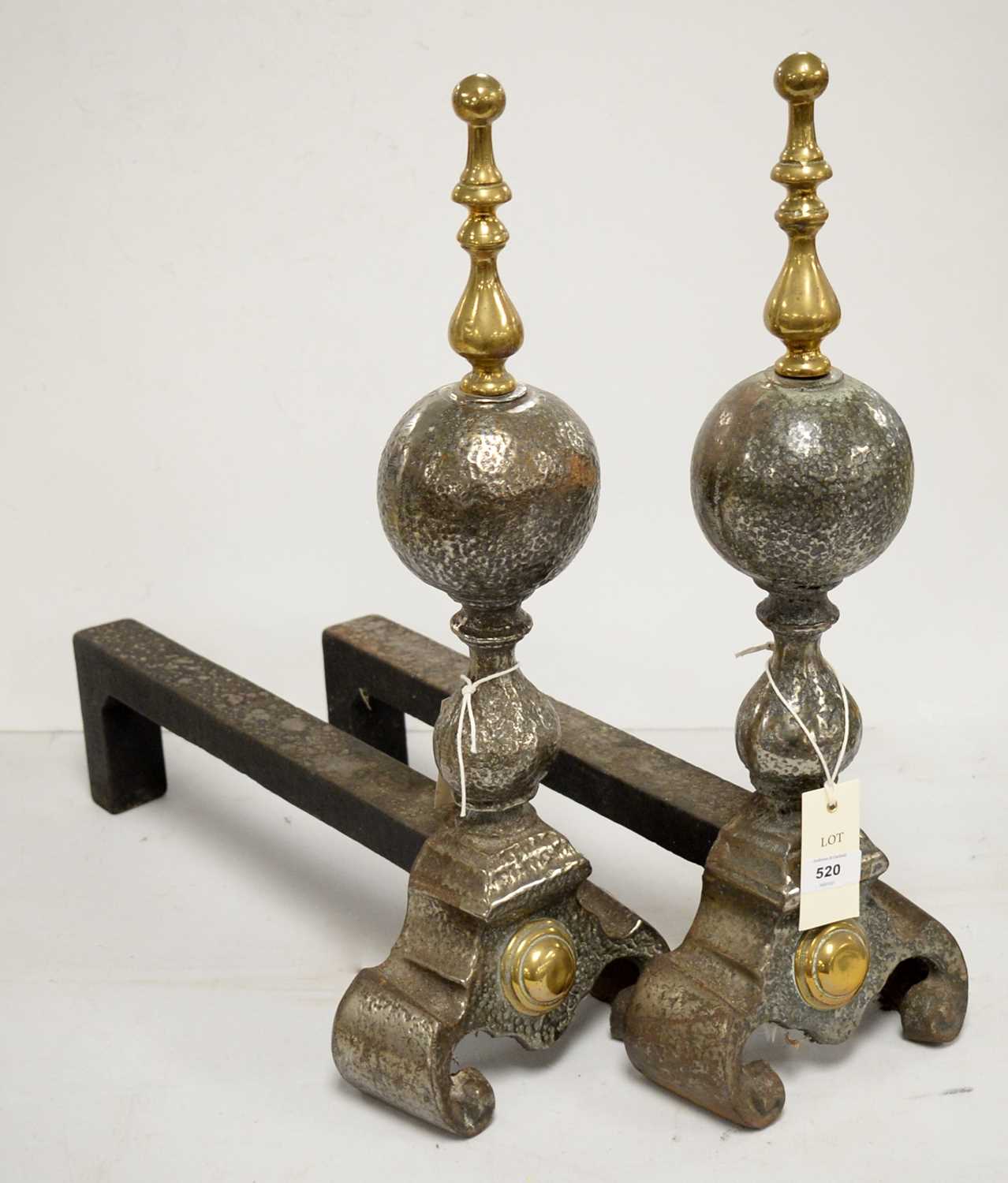 Lot 520 - Pair of late 18th/early 19th Century fire andirons