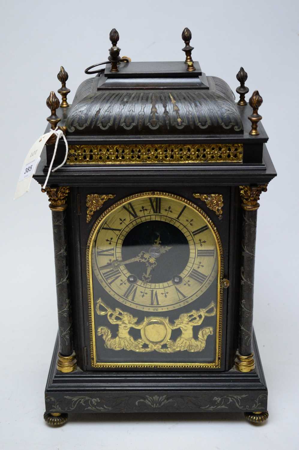 Lot 385 - 19th century ebonised and gilt metal mounted bracket clock