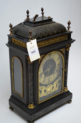 Lot 385 - 19th century ebonised and gilt metal mounted bracket clock