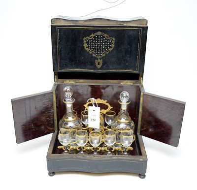 Lot 242 - 19th century inlaid ebonised decanter box