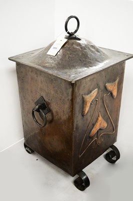 Lot 353 - Arts & Crafts lidded coal box