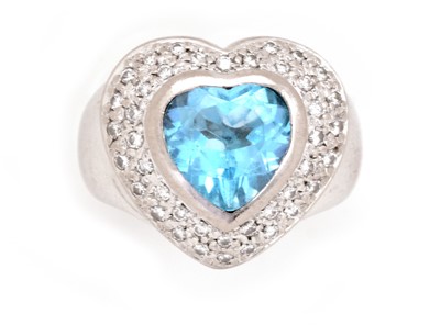 Lot 76 - A topaz and diamond heart-shaped cluster ring