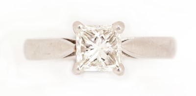 Lot 78 - A Princess-cut solitaire diamond ring