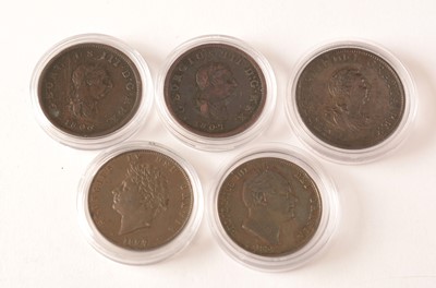 Lot 116 - Five half pennies