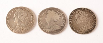 Lot 140 - Three 18th Century shillings