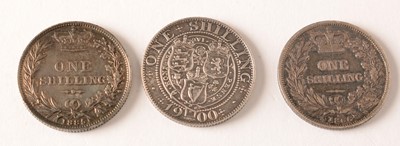 Lot 149 - Three Queen Victoria shillings