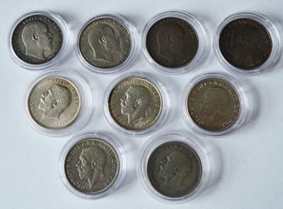 Lot 183 - Nine 20th Century florins, / A selection of 3d. coins, 1834-1943
