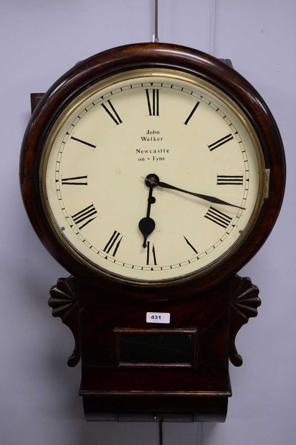 Lot 431 - Late 19th Century mahogany drop dial wall clock