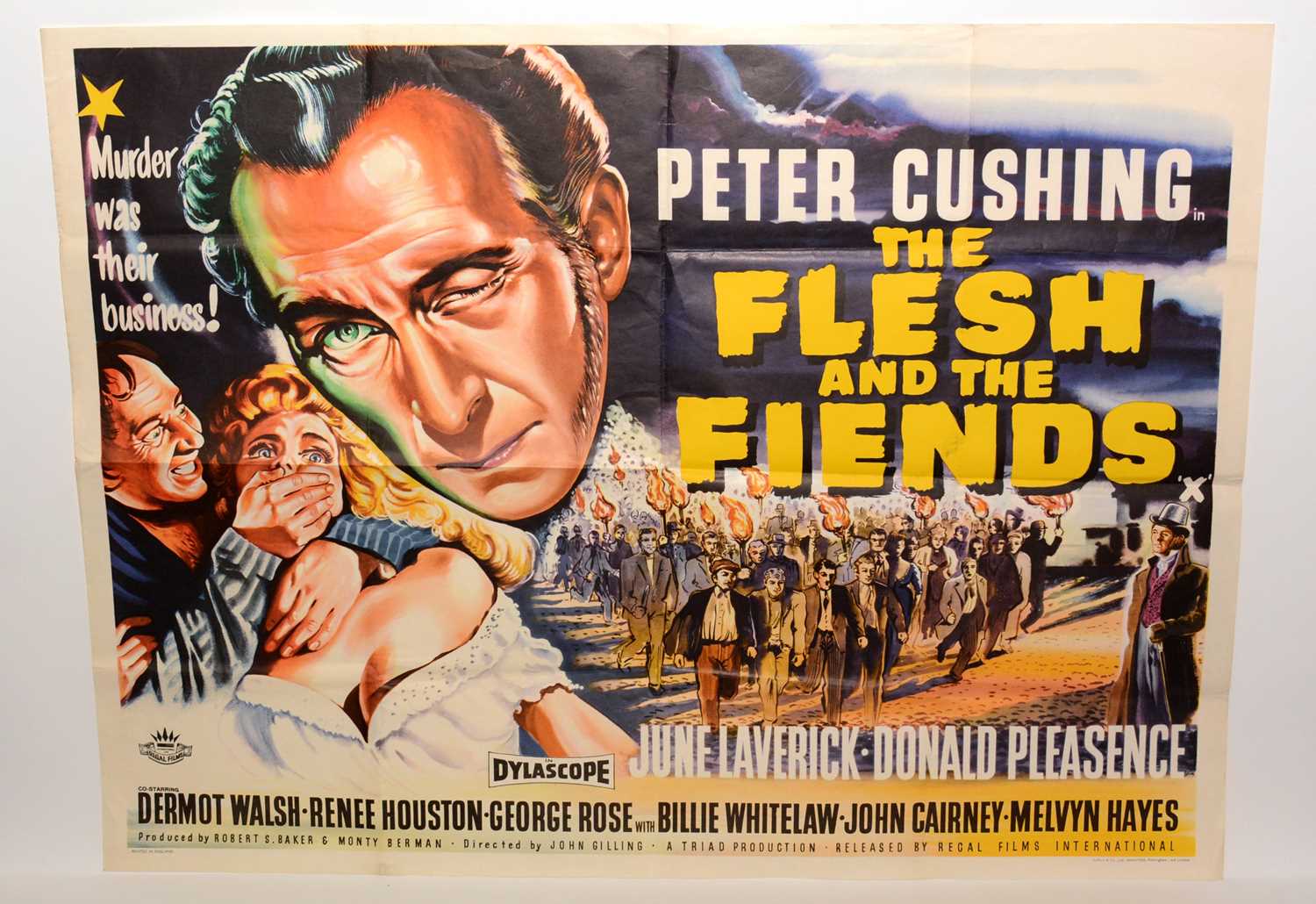 Lot 1279 - British quad movie poster for "The Flesh and the Fiends"