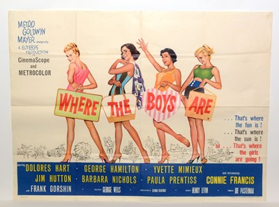 Lot 1283 - British quad movie poster for "Where the Boys Are"