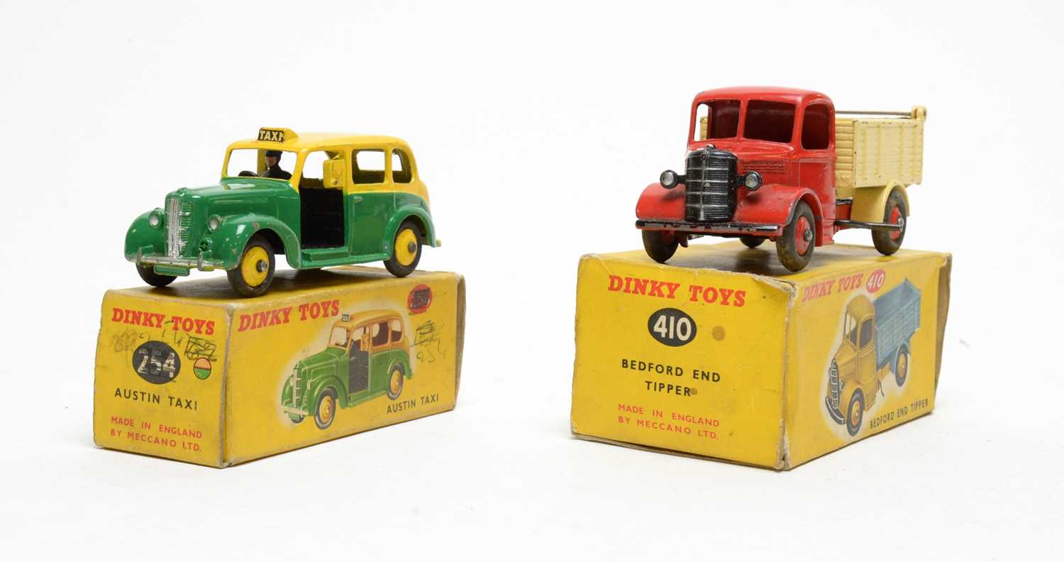 Lot 830 - Dinky Toys Austin taxi and Bedford tipper