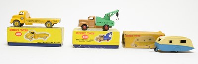 Lot 834 - Dinky Toys Leyland Cement Wagon, Breakdown lorry and caravan
