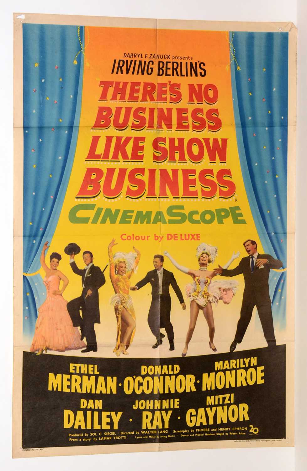 Lot 1278 - British movie poster for "There's No Business Like Show Business"