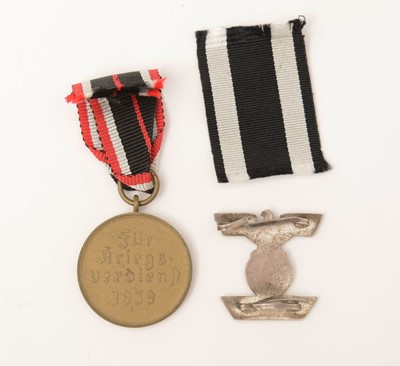 Lot 1117 - WWII War Merit medal 1939 and 2nd clasp to Iron Cross 1939.