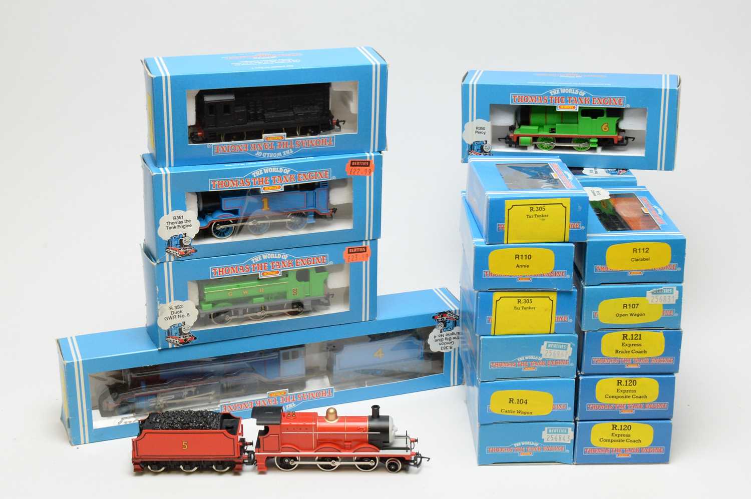 Lot 671 - Hornby Thomas the Tank Engine Series boxed locomotives, rolling stock, and coaches.