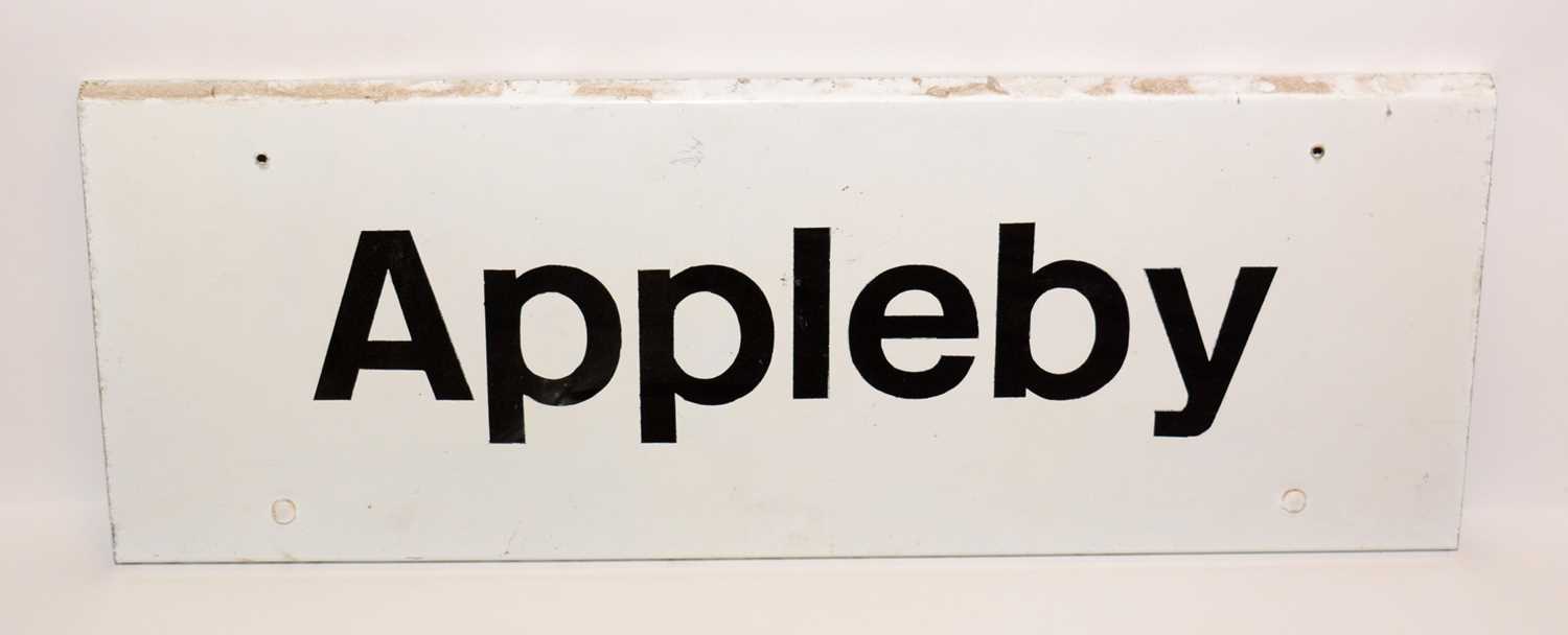 Lot 1208 - An Appleby white and black painted metal station sign