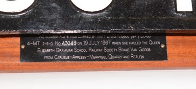 Lot 1212 - Carriage number plate 43049