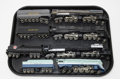 Lot 733 - Four HO-gauge unboxed trains and tenders.