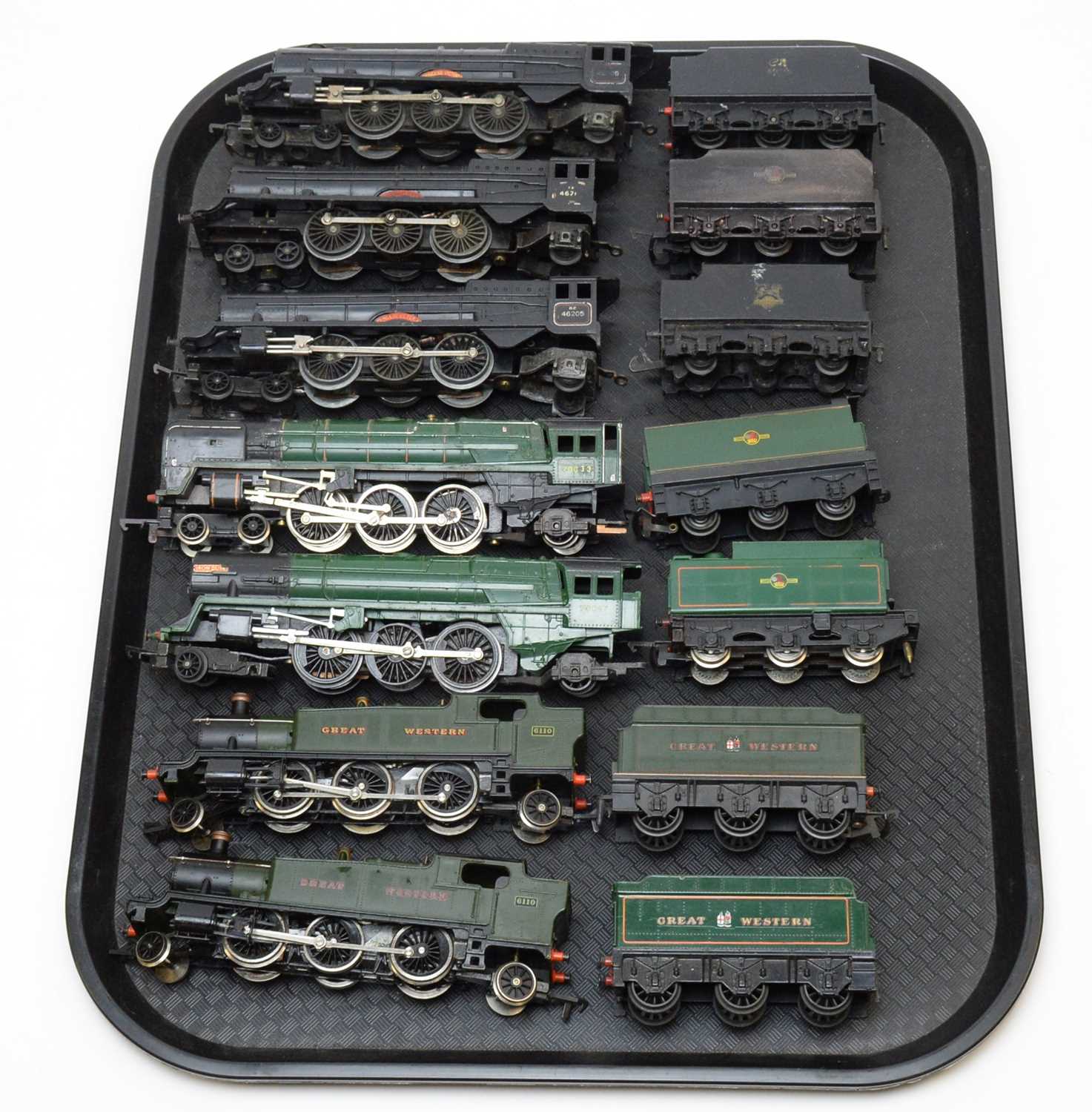 Lot 767 - Seven 00-gauge unboxed locomotives and tenders.