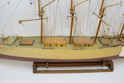 Lot 1207 - A scratch built ship model of a four mastered sailing vessel
