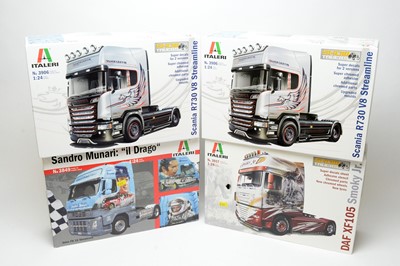 Lot 900 - Four boxed Italeri scale model trucks.